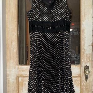 Robbie Bee Black and White Polka Dot Midi Dress